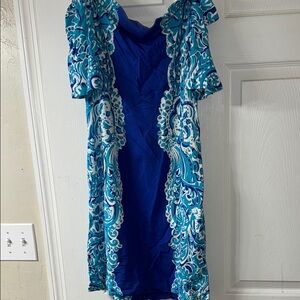 Lilly Pulitzer Blue Off the Shoulder Bodycon Mini Dress
